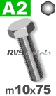 m10x75mm / per stuk - zeskanttapbout A2