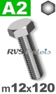 m12x120mm / per stuk - zeskanttapbout A2