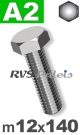 m12x140mm / per stuk - zeskanttapbout A2
