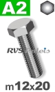 m12x20mm / per stuk - zeskanttapbout A2