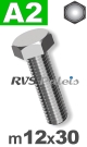 m12x30mm / per stuk - zeskanttapbout A2