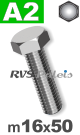 m16x50mm / per stuk - zeskanttapbout A2