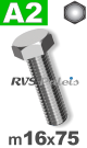 m16x75mm / per stuk - zeskanttapbout A2