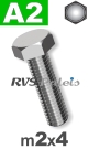 m2x4mm / per stuk - zeskanttapbout A2