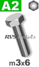 m3x6mm / per stuk - zeskanttapbout A2