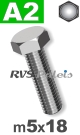 m5x18mm / per stuk - zeskanttapbout A2