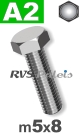 m5x8mm / per stuk - zeskanttapbout A2