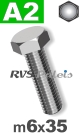 m6x35mm / per stuk - zeskanttapbout A2
