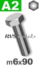 m6x90mm / per stuk - zeskanttapbout A2