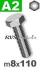 m8x110mm / per stuk - zeskanttapbout A2