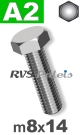 m8x14mm / per stuk - zeskanttapbout A2