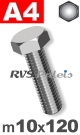 m10x120mm / per stuk - zeskanttapbout A4
