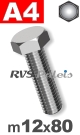 m12x80mm / per stuk - zeskanttapbout A4