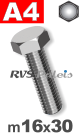 m16x30mm / per stuk - zeskanttapbout A4