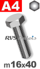 m16x40mm / per stuk - zeskanttapbout A4