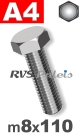 m8x110mm / per stuk - zeskanttapbout A4