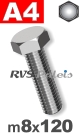 m8x120mm / per stuk - zeskanttapbout A4