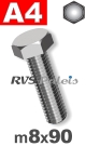 m8x90mm / per stuk - zeskanttapbout A4