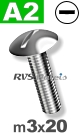 m3x20mm / per stuk - bolkopschroef A2