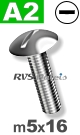 m5x16mm / per stuk - bolkopschroef A2