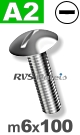 m6x100mm / per stuk - bolkopschroef A2