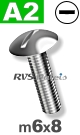 m6x8mm / per stuk - bolkopschroef A2