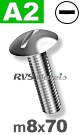 m8x70mm / per stuk - bolkopschroef A2