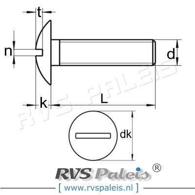 m4x16mm / verp. 100 st. - bolkopschroef A2