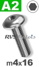 m4x16mm / per stuk - laagbolkopflensschroef A2