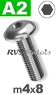 m4x8mm / per stuk - laagbolkopflensschroef A2