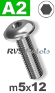 m5x12mm / per stuk - laagbolkopflensschroef A2