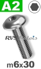m6x30mm / per stuk - laagbolkopflensschroef A2