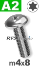 m4x8mm / per stuk - laagbolkopflensschroef TX A2