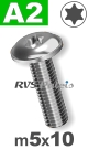 m5x10mm / per stuk - laagbolkopflensschroef TX A2