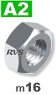 m16 / per stuk - zeskantmoer A2
