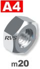 m20 / per stuk - zeskantmoer A4
