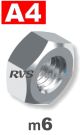 m6 / per stuk - zeskantmoer A4