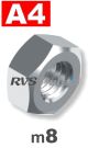 m8 / per stuk - zeskantmoer A4