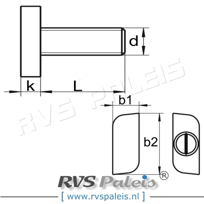 m10x50mm / per stuk - hamerkopschroef A2