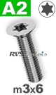 m3x6mm / per stuk - verzonken schroef TX A2