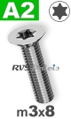 m3x8mm / per stuk - verzonken schroef TX A2