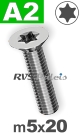 m5x20mm / per stuk - verzonken schroef TX A2