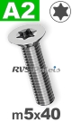 m5x40mm / per stuk - verzonken schroef TX A2