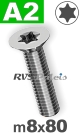 m8x80mm / per stuk - verzonken schroef TX A2