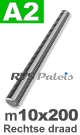 m10 / per stuk - draadeind rechts  L 20cm A2