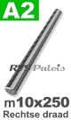 m10 / per stuk - draadeind rechts  L 25cm A2