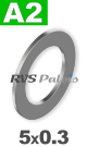 5x10x0,3mm / per stuk - pasring A2