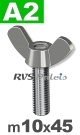 m10x45mm / per stuk - vleugelbout A2