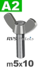 m5x10mm / per stuk - vleugelbout A2
