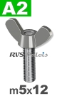 m5x12mm / per stuk - vleugelbout A2